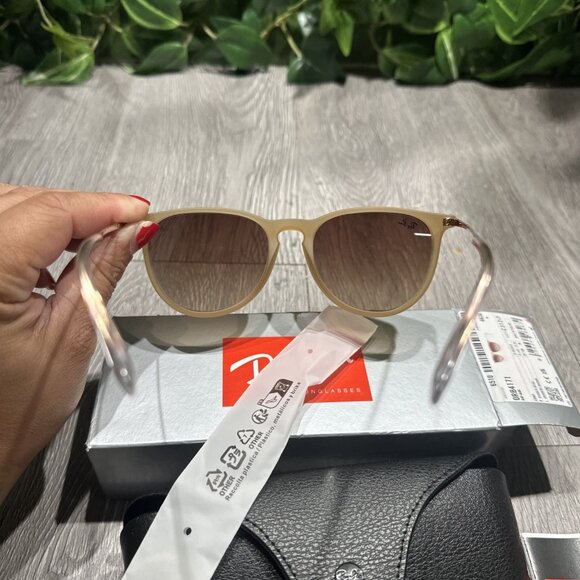 RAY-BAN ERIKA SUNGLASSES RB4171 RUBBER BEIGE FRAME GRADIENT BROWN LENS 145mm 54 main image 4
